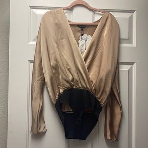 NWT shop hopes nude satin splice bodysuit